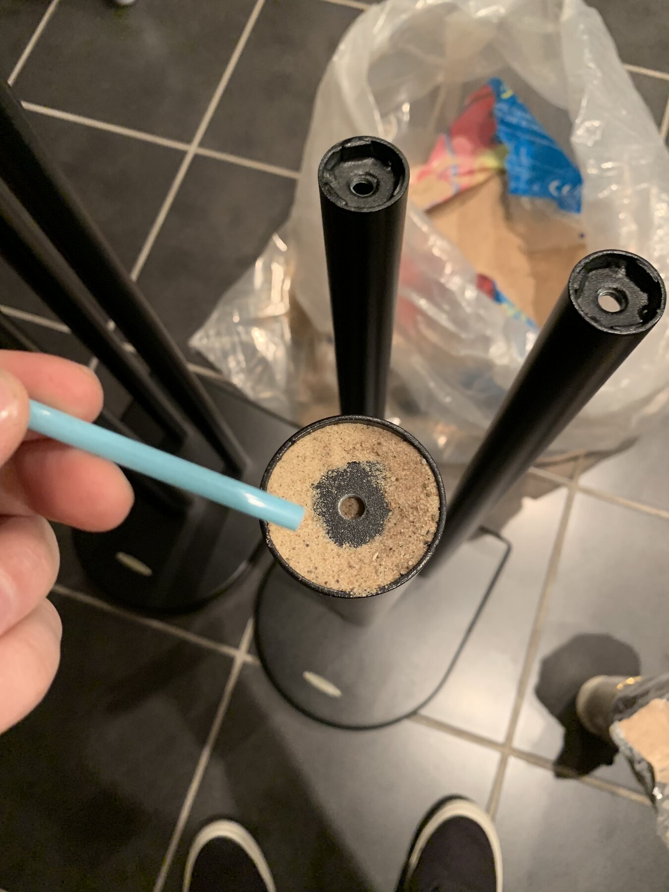 Sand filling the Atacama speaker stands